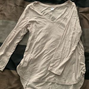 Old Navy Small Luxe Basics Cream V-Neck Long-Sleeved Top